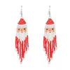 S3193 Christmas Fashion Jewelry Beaded Tassels Dangle Earrings Hand-woven Xmas Tree Santa Claus Colorful Rice Beads Earrings