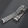 Watch Bands 12mm 13mm 17mm 20mm 21mm 316L Solid Stainless Steel Jubilee Curved End Strap Band Bracelet Fit For190d