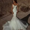 Lace Mermaid Wedding Dresses 2023 Tulle Lace Applique Beaded Crystals off shoulder Wedding Bridal Gowns