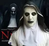 LED Glow Scary Nun Mask Latex Cosplay Halloween Party Costume Props Full Masks Red Lights Eyes Horror Silicone Zombie Mask for Children and Adults