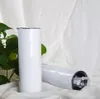 Bottiglie d'acqua per sublimazione degli Stati Uniti in acciaio inossidabile sottile a doppia parete isolato dritto bianco 20 once bicchiere per tazza smaltata a sublimazione