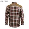 Men's Jackets CARANFIER 100% Cotton Plaid Jacket Thick Warm Winter Corduroy Patchwork Shirts Male Fleece Lined Metal Button Streetwear 220908