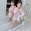 Jackets 5-14 Year Teen Girls Coat 2022 Fashion Letter Pattern Jakcet For Spring Autumn Casual Hooded Children's Outerwear Clothing