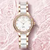 New Women Wristwatches Temperament Designers Diamond Quartz Watches Stainless Steel Ceramics Band Waterproof Wristwatch Rose Gold Black for Lady Quality High