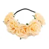 Rose Blumen Stirnband Krone Hochzeit Mädchen Blumenkrone Haarband Schwarz Gummiband Blumen Kopfbedeckung 6 Stück/