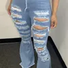 Женские джинсы Fnoce Осенние женские рваные джинсовые брюки Street Fashion Trend High Thist Hole Retro.