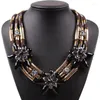 Halsband, modisch, großes Design, Modell, Kragen, Schmuck, elegante Seilkette, Kristallblume, klobige Statement-Halskette für Frauen