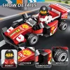 Vehicle Toy Building Bricks Kit Collectible Recreation of an Iconic Race car Includes a Driver Minifigure with a Cool Racing Suit 4 Designs total 313 Pieces