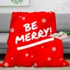 Couvertures Couverture de jet de dessin animé de Noël Rouge vif Be Merry Snowflakes Couvre-lit à la mode Polaire