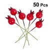 Décoration de fête 50pcs Simulation Grenade Artificielle Baies Rouges Tiges Centres De Table De Fruits Faux Picks Faux Plantes