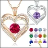 Wisiorek naszyjniki kobiety naszyjnik Sier różowe złoto Birthstone wisiorek w kształcie serca naszyjniki Drop Delivery 2021 biżuteria wisiorki Yummyjewelry Dhvwk