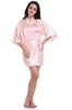 Vêtements de nuit pour femmes RB032 2022 Robe de kimono en soie Peignoir Femmes Robes de demoiselle d'honneur Sexy Bleu Marine Satin Dames Robes de chambre