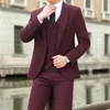 Men's Suits Blazers Blazers Jacket Pants Vest 3 Pcs Set / Fashion Men's Casual Boutique Business Solid Color Slim Dress Suit Coat Trousers 220909