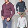 Men's TShirts Summer Slim Fit V neck Short Tshirts Casual Tops Solid Long Sleeve Muscle Tee Daily wear 220909