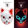 LED świecące kota twarz maska ​​dekoracja imprezy fajna cosplay neon demon slayer fox maski na prezent urodzinowy karnawałowy maskarada 909
