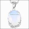 Pendant Necklaces 6 Pcs Lot 925 Sier Natural White Moonstone Gems Womens Pendant Oval Antique Holiday Gift Jewelry Andchain Drop Deli Dhiek