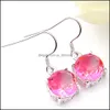 Earrings Necklace 2 Pcs/Lot Classic Holiday Jewelry Set Fire Bi Colored Tourmaline Gems Sier Plated Pendants Necklaces Earring For W Dhycu