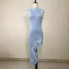 Повседневные платья Сексуальное женское вязаное платье 2022 Асимметричное волнистое подол