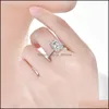 Br￶llopsringar Br￶llopsringar H￶g koldiamanter Emerald Cut Sterling Sier Promise Engagement Ring for Women Drop Delivery 2021 Jewelry DHWLM