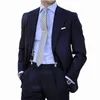 Herrdr￤kter blazers design pinstripe kostym f￶r m￤n 2 stycken marinbl￥ smal fit aff￤r blazer formell brudgum br￶llop smoking trajes de hombre 220909