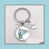 Nyckelringar Super Hero Keychain Love Pendant Dome Glass Key Ring Min pappa ￤r en superhj￤lte smycken Fathers Day Gift Drop Delivery 2021 Fash DHC4I