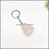 Keychains Natural Rough Stone Quartz Keychain Ring For Women Men Handtas Hangle Car Key Holder Mineral Stones Keyring Sieraden Drop de Dhwqn