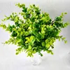 Faux Floral Greenery 10 pcsparty 7 Ramas Hierba de eucalipto Verde Plástico Artificial Hojas grandes Planta para el hogar Decoración de la boda J220906