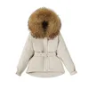 Dames Down Parkas Janveny 90% Witte Duck Down jas Winter Winter Winter Winter Winter Winter Winter Dames Huige wasbeer Fur Dikke vrouwelijke Feather Puffer Kleding Parkas 220909