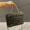 Damskie klasyczne klapki pikowane Tweedowe torby z serii 19 Layge Pojemność Łańcuch Uchwyt Tote Torebka GHW Crossbody Kieszeń na ramię Z etui Torebki od projektantów 26 CM