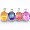 H￤nghalsband 10 st /mycket unik mix regnb￥ge kristall zirkon ￤delsten 925 sterling sier pendants halsband f￶r kvinnor bi f￤rgade tou dhqiw