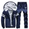 Chándales para hombres Chándal de invierno Conjuntos de dos piezas Fleece Grueso con capucha Chaqueta con cremallera Pantalones Cálido 2 PCS Traje deportivo Ropa deportiva M-4XL Casual Hombres 220909