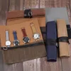 Watch Boxes Four Grid Wet Wax Canvas Box Collection Protection Bracelet Storage Bag Portable Travel Jewelry Case