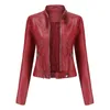 Veste en Cuir Femme Faux Mode Femme Moto Biker Moto Femme Manteau Violet Noir Café Rouge Automne Printemps Veste Cuir Femme 220909