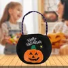 Sac à bonbons d'Halloween Citrouille Sac à main à capuche Fourre-tout rond Seau Trick or Treat Sacs cadeaux pour accessoires de décoration de festival Spider Cat Witch Collection Pouch