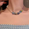 Tour de cou coloré glaçure marguerite petite fleur perle collier personnalité couleur bonbon clavicule chaîne insolite pour les femmes bijoux cadeau