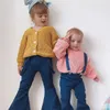 Salopette Filles Bell-Bottoms Pantalon évasé Marque de mode Denim Jeans à jambes larges Pantalon pour tout-petits Ensemble né Bébé Enfants Vêtements pour enfants 220909