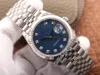 EWF Just 126234 A3235 Automatic Unisex Watch Mens Ladies 36 Fluted Bezel Blue Logo Diamonds Dial JubileeSteel Bracelet Super Edition Same Series Card Puretime A1