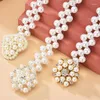 Gürtel Mode Schmetterling Knopf Perle Taille Kette Für Frauen Becoration Strass Elastische Perlen Gürtel Bund Kleid
