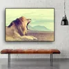 Canvas Målning Howl Lion Wild Animals Landscape Scandinavia Affischer and Prints Cuadros Wall Art Pictures for Living Room Decor