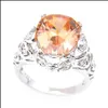 Solitaire Ring 925 Sterling Sier Kadın Halkaları için Kaplama Su Damla Şampanya Morganite Taş Prenses Stil Alyans Sevgililer D DHP7L