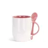 Tasse en céramique de sublimation de 11 oz tasses à café vierges avec tasse de sublimation de cuillère caboteur tasses en céramique de chocolat de thé