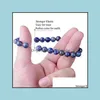 Beaded Strands Natural 8Mm Gorgeous Lapis Lazi Healing Crystal Stretch Beaded Bracelet For Unisex Freindship Gift Handmade Jewlerry Dhdew