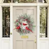 Decorative Flowers Artificial Red Parrot Pine Cones Wreath Home Front Door Decoration Wall Hanging Garland For Christmas Party Day