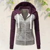 Damen Hoodies Sweatshirts Patchwork Casual Slim Reißverschluss Mantel Outdoor Herbst Winter Jacke Sport Mode Langarm Kapuzenpullover 220909