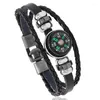 Charm armband niuyitid kompass m￤n armband fl￤tat l￤der rep kvinnor man tillbeh￶r pojkar present pulseira maskulina