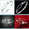 Bangle 6pcs праздничный подарок блестящий уникальный розовый цветок Pure 925 Sier Sier Open Регулируемые браслеты Bangles Russia Drop Delivery 2021 J DH6K2