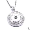 Pendant Necklaces Snap Button Charms Jewelry Zircon Round Flower Pendant Fit 18Mm Snaps Buttons Necklace For Women Noosa D092 Drop De Dhkp1