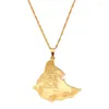 Pendant Necklaces African Ehiopian Map Women Men Gold Jewelry Africa Chain Necklace Lion