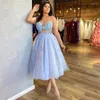 فساتين الحفلات Sodigne Sky Blue Short Short for Girls Long Sleeves Pearls Flowers Homecoming Dress Dress Orvice Second