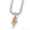 Lightning Shape Pendant Necklace Bling Cubic Zircon Men039S Hip Hop Rock Jewelry1856321